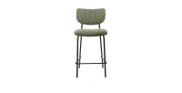 Chaise de comptoir VENTURA – Tissu vert sauge – Pieds en métal noir – Hauteur 97 cm – Style design/industriel