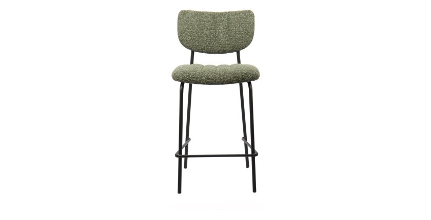 Counterstoel VENTURA - Stof in saliegroen - Zwarte metalen poten - Hoogte 97 cm - Design/industriële stijl
