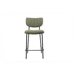 Counterstoel VENTURA - Stof in saliegroen - Zwarte metalen poten - Hoogte 97 cm - Design/industriële stijl