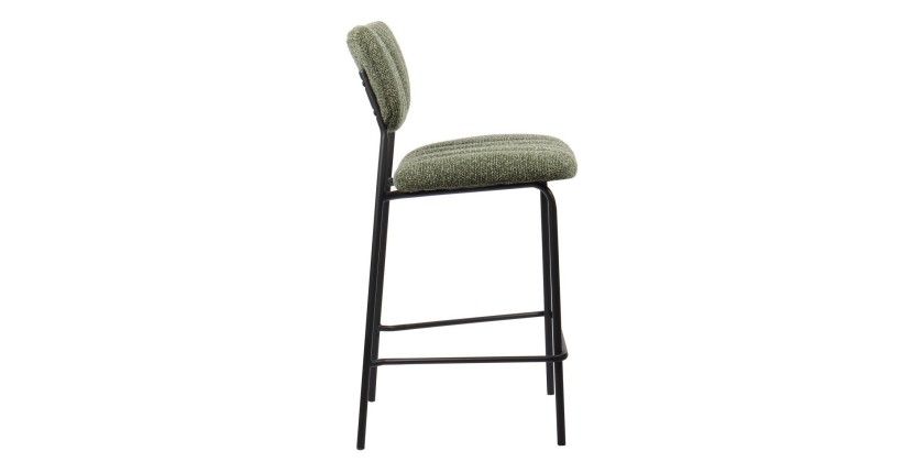 Counterstoel VENTURA - Stof in saliegroen - Zwarte metalen poten - Hoogte 97 cm - Design/industriële stijl