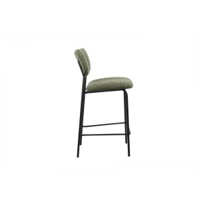 Counterstoel VENTURA - Stof in saliegroen - Zwarte metalen poten - Hoogte 97 cm - Design/industriële stijl