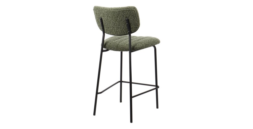 Counterstoel VENTURA - Stof in saliegroen - Zwarte metalen poten - Hoogte 97 cm - Design/industriële stijl