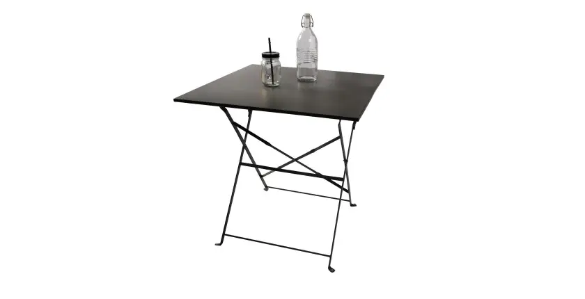 Tavolo da giardino quadrato pieghevole – 70x70x70 cm – Metallo grigio – Pratico e resistente