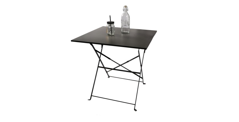 Table de jardin carrée pliable – 70x70x70 cm – Métal gris – Pratique et résistante