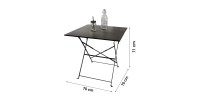 Mesa de jardín cuadrada plegable – 70x70x70 cm – Metal gris – Práctica y resistente