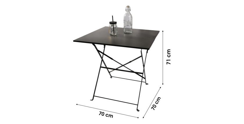 Table de jardin carrée pliable – 70x70x70 cm – Métal gris – Pratique et résistante