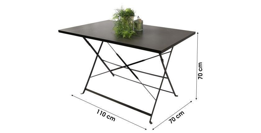 Table de jardin rectangulaire pliable – 110x70x70 cm – Métal gris – Pratique et résistante