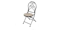 Lot de 2 chaises de jardin bistrot pliables – Mosaïque décorative – Métal noir – 30x50x93 cm