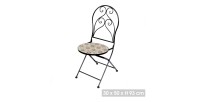 Lot de 2 chaises de jardin bistrot pliables – Mosaïque décorative – Métal noir – 30x50x93 cm