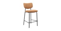 Barhocker VENTURA – Orangefarbener Stoff – Schwarze Metallfüße – Höhe 97 cm – Design-/Industriestil