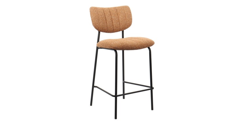 Barhocker VENTURA – Orangefarbener Stoff – Schwarze Metallfüße – Höhe 97 cm – Design-/Industriestil