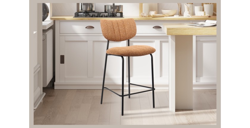 Barhocker VENTURA – Orangefarbener Stoff – Schwarze Metallfüße – Höhe 97 cm – Design-/Industriestil