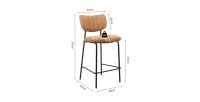 Chaise de comptoir VENTURA – Tissu orange – Pieds en métal noir – Hauteur 97 cm – Style design/industriel
