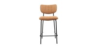 Barhocker VENTURA – Orangefarbener Stoff – Schwarze Metallfüße – Höhe 97 cm – Design-/Industriestil