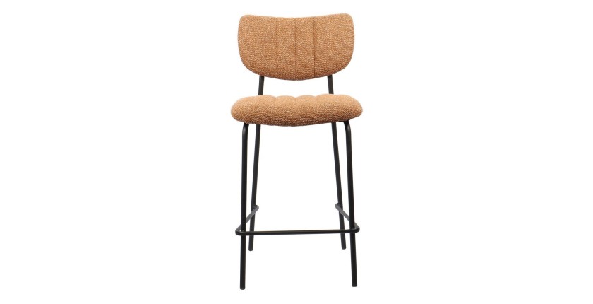 Barhocker VENTURA – Orangefarbener Stoff – Schwarze Metallfüße – Höhe 97 cm – Design-/Industriestil
