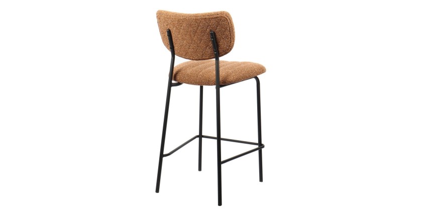 Barhocker VENTURA – Orangefarbener Stoff – Schwarze Metallfüße – Höhe 97 cm – Design-/Industriestil