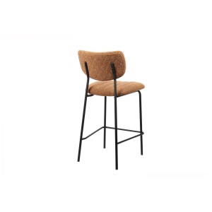Barhocker VENTURA – Orangefarbener Stoff – Schwarze Metallfüße – Höhe 97 cm – Design-/Industriestil