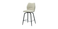 Sedia da bancone girevole CROFT - Tessuto écru - Piedi in metallo nero - Altezza 103 cm - Stile design/industriale