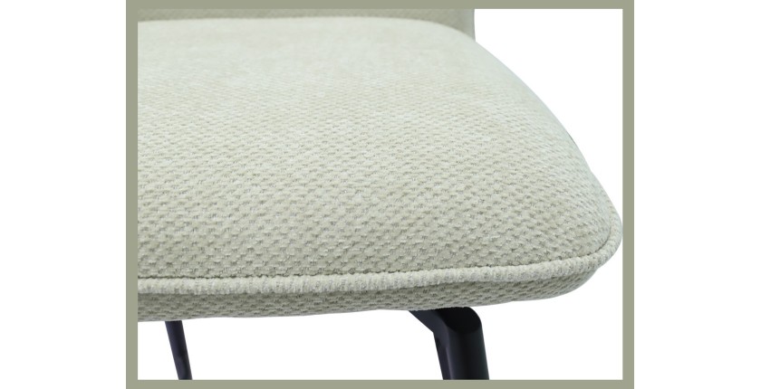Chaise de comptoir pivotante CROFT – Tissu écru – Pieds en métal noir – Hauteur 103 cm – Style design/industriel