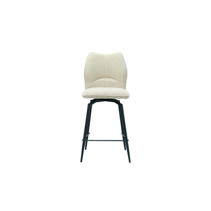 Sedia da bancone girevole CROFT - Tessuto écru - Piedi in metallo nero - Altezza 103 cm - Stile design/industriale