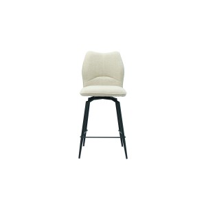 Sedia da bancone girevole CROFT - Tessuto écru - Piedi in metallo nero - Altezza 103 cm - Stile design/industriale