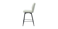 Chaise de comptoir pivotante CROFT – Tissu écru – Pieds en métal noir – Hauteur 103 cm – Style design/industriel