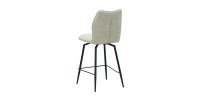 Chaise de comptoir pivotante CROFT – Tissu écru – Pieds en métal noir – Hauteur 103 cm – Style design/industriel