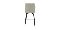 Chaise de comptoir pivotante CROFT – Tissu écru – Pieds en métal noir – Hauteur 103 cm – Style design/industriel