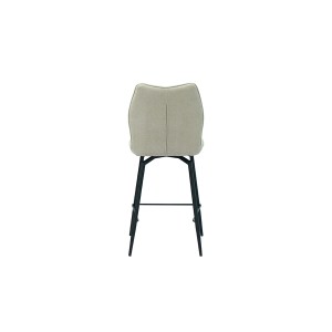 Chaise de comptoir pivotante CROFT – Tissu écru – Pieds en métal noir – Hauteur 103 cm – Style design/industriel