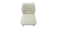 Chaise de comptoir pivotante CROFT – Tissu écru – Pieds en métal noir – Hauteur 103 cm – Style design/industriel