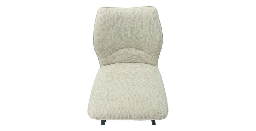 Chaise de comptoir pivotante CROFT – Tissu écru – Pieds en métal noir – Hauteur 103 cm – Style design/industriel