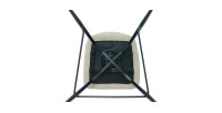 Chaise de comptoir pivotante CROFT – Tissu écru – Pieds en métal noir – Hauteur 103 cm – Style design/industriel