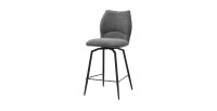 Swivel counter stool CROFT - Donkergrijze stof - Zwarte metalen poten - Hoogte 103 cm - Design/industriële stijl