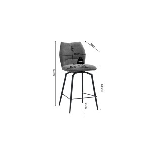 Swivel counter stool CROFT - Donkergrijze stof - Zwarte metalen poten - Hoogte 103 cm - Design/industriële stijl