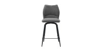 Swivel counter stool CROFT - Donkergrijze stof - Zwarte metalen poten - Hoogte 103 cm - Design/industriële stijl