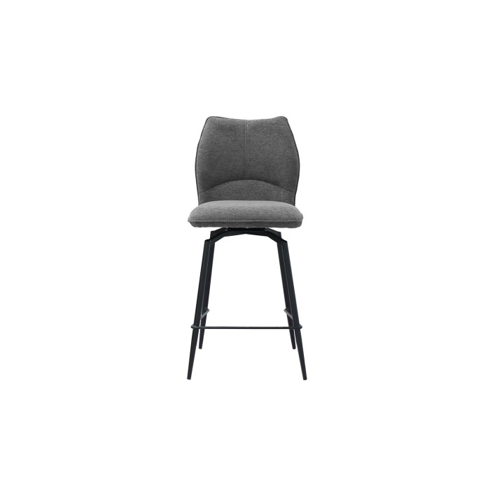 Sedia da bancone girevole CROFT - Tessuto grigio scuro - Piedi in metallo nero - Altezza 103 cm - Stile design/industriale