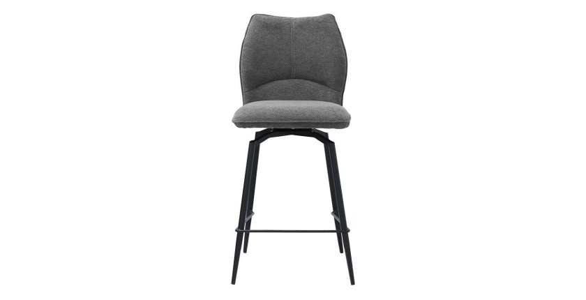 Swivel counter stool CROFT - Donkergrijze stof - Zwarte metalen poten - Hoogte 103 cm - Design/industriële stijl