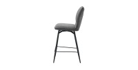 Swivel counter stool CROFT - Donkergrijze stof - Zwarte metalen poten - Hoogte 103 cm - Design/industriële stijl