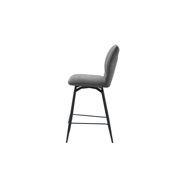 Sedia da bancone girevole CROFT - Tessuto grigio scuro - Piedi in metallo nero - Altezza 103 cm - Stile design/industriale