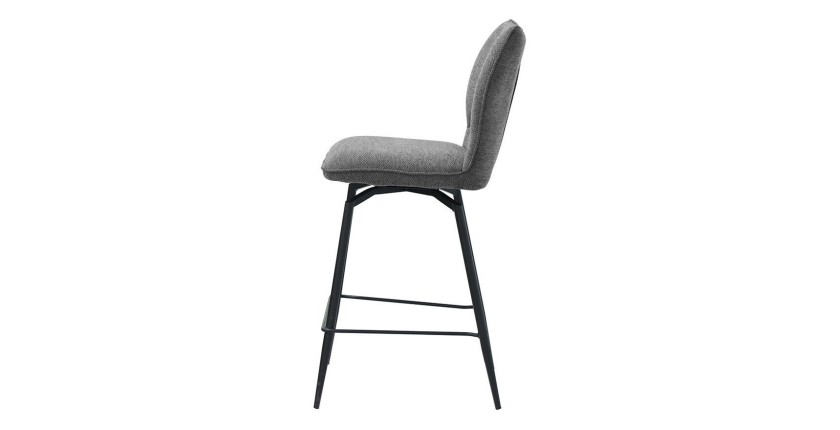 Swivel counter stool CROFT - Donkergrijze stof - Zwarte metalen poten - Hoogte 103 cm - Design/industriële stijl