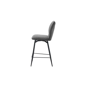 Swivel counter stool CROFT - Donkergrijze stof - Zwarte metalen poten - Hoogte 103 cm - Design/industriële stijl