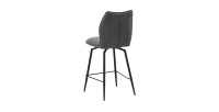 Swivel counter stool CROFT - Donkergrijze stof - Zwarte metalen poten - Hoogte 103 cm - Design/industriële stijl