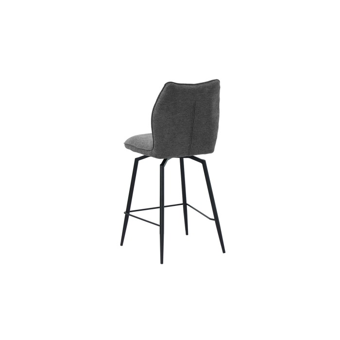 Sedia da bancone girevole CROFT - Tessuto grigio scuro - Piedi in metallo nero - Altezza 103 cm - Stile design/industriale