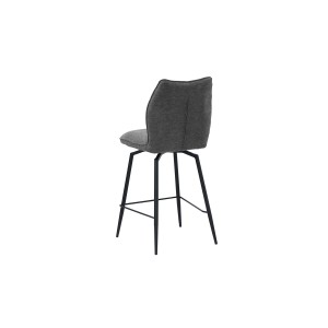 Swivel counter stool CROFT - Donkergrijze stof - Zwarte metalen poten - Hoogte 103 cm - Design/industriële stijl
