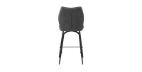 Swivel counter stool CROFT - Donkergrijze stof - Zwarte metalen poten - Hoogte 103 cm - Design/industriële stijl