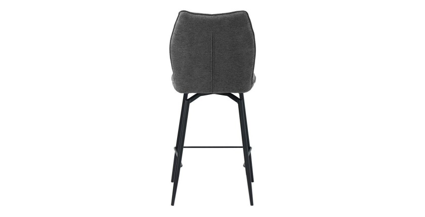 Swivel counter stool CROFT - Donkergrijze stof - Zwarte metalen poten - Hoogte 103 cm - Design/industriële stijl