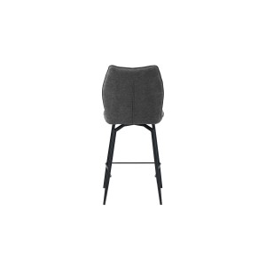 Swivel counter stool CROFT - Donkergrijze stof - Zwarte metalen poten - Hoogte 103 cm - Design/industriële stijl