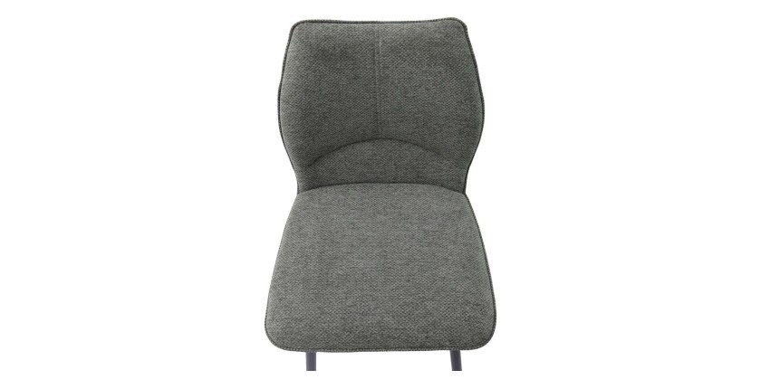 Swivel counter stool CROFT - Donkergrijze stof - Zwarte metalen poten - Hoogte 103 cm - Design/industriële stijl