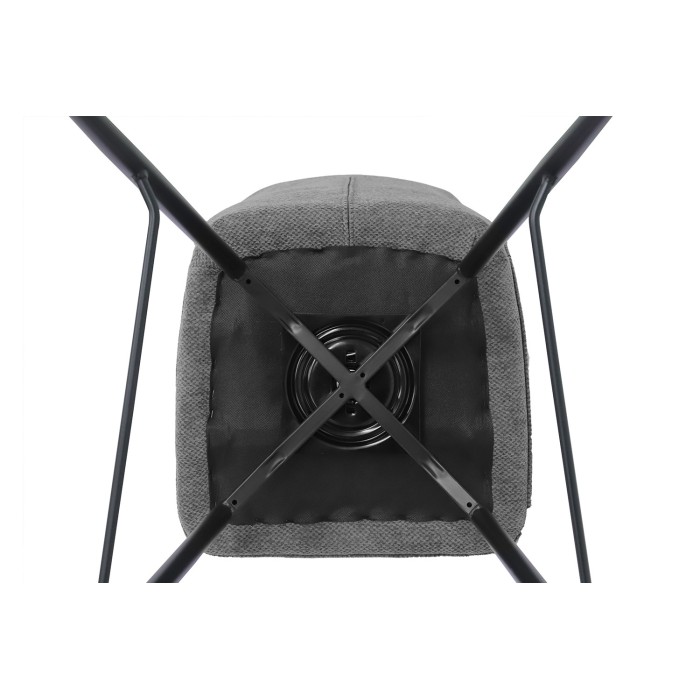 Sedia da bancone girevole CROFT - Tessuto grigio scuro - Piedi in metallo nero - Altezza 103 cm - Stile design/industriale