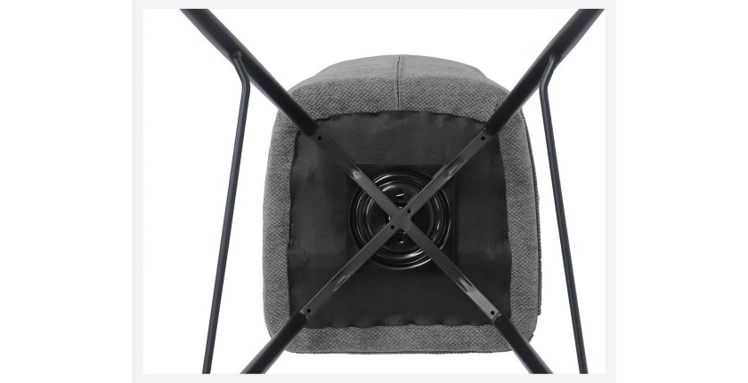 Swivel counter stool CROFT - Donkergrijze stof - Zwarte metalen poten - Hoogte 103 cm - Design/industriële stijl